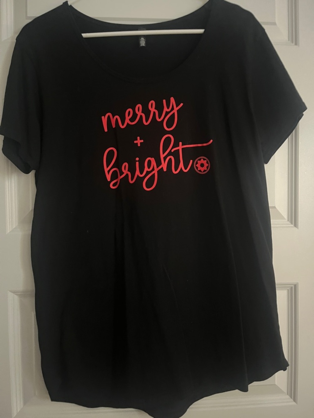 Club Pilates Merry+Bright Short Sleeve Tee - Black with Red Script & Mandala